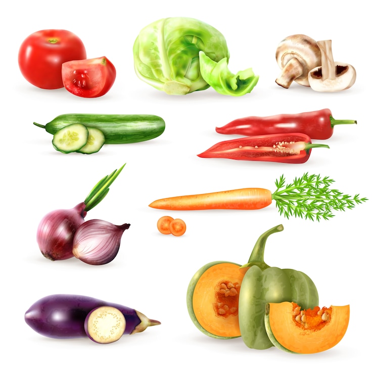 Vetor grátis coleção de ícones decorativos de legumes