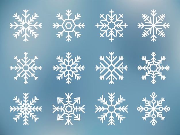 Vetor grátis coleção de ícones fofos de floco de neve