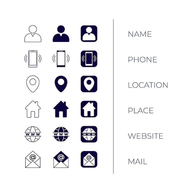 Vetor grátis coleção de ícones para cartões de visita