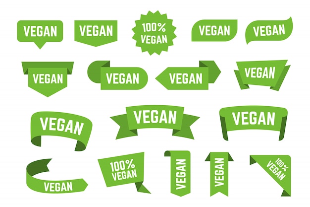 Coleção de ícones plana vegetariana bio dieta logotipos