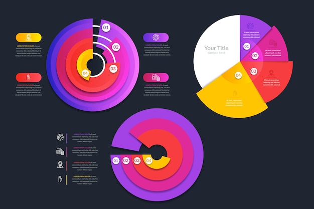 Vetor grátis coleção de infográfico radial gradiente