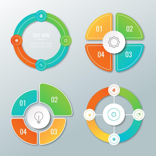 Coleção de infográfico radial gradiente