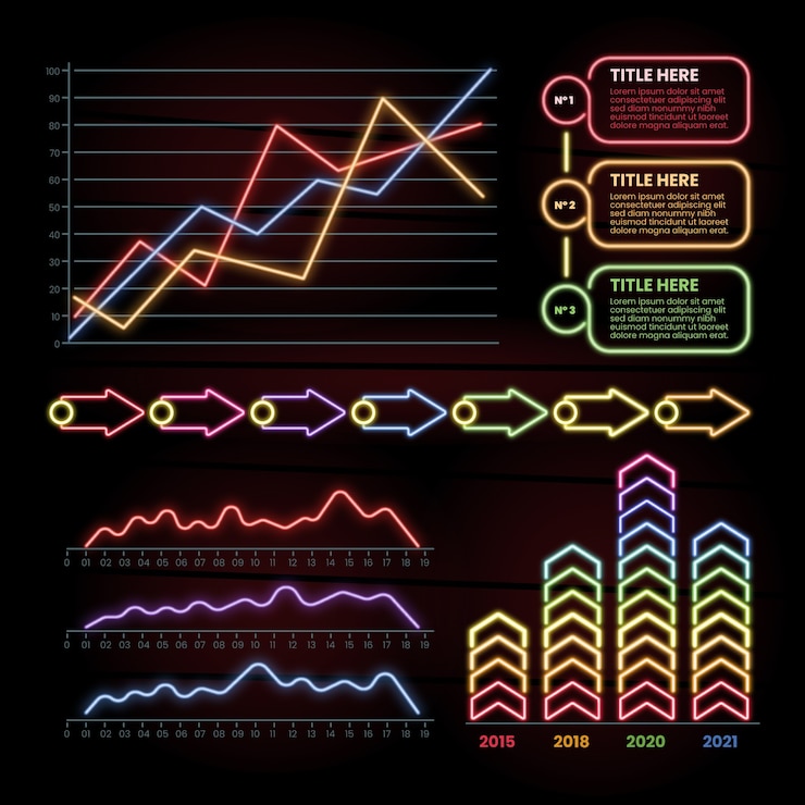Vetor grátis coleção de infográficos de néon
