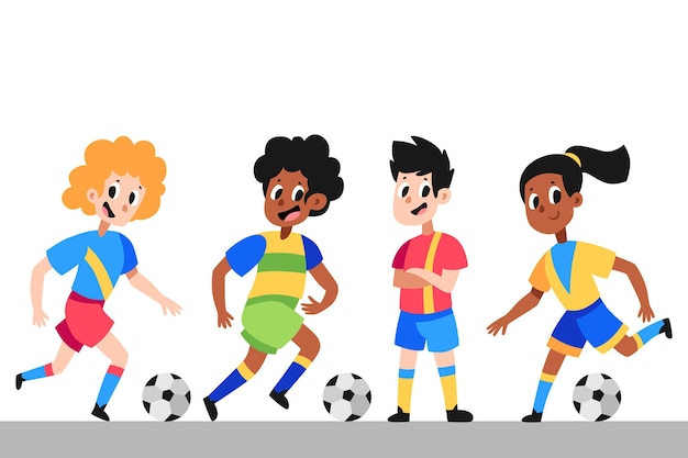 Vetor grátis coleção de jogadores de futebol dos desenhos animados