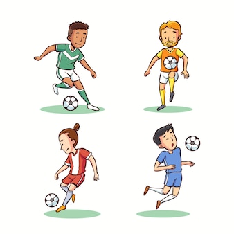 Coleção de jogadores de futebol dos desenhos animados
