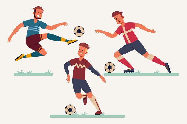 Coleção de jogadores de futebol plano