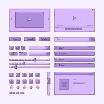 Coleção de kit de interface do usuário desenhada à mão