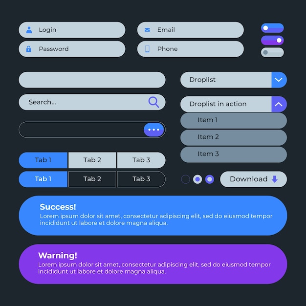 Vetor grátis coleção de kit de interface do usuário desenhada à mão