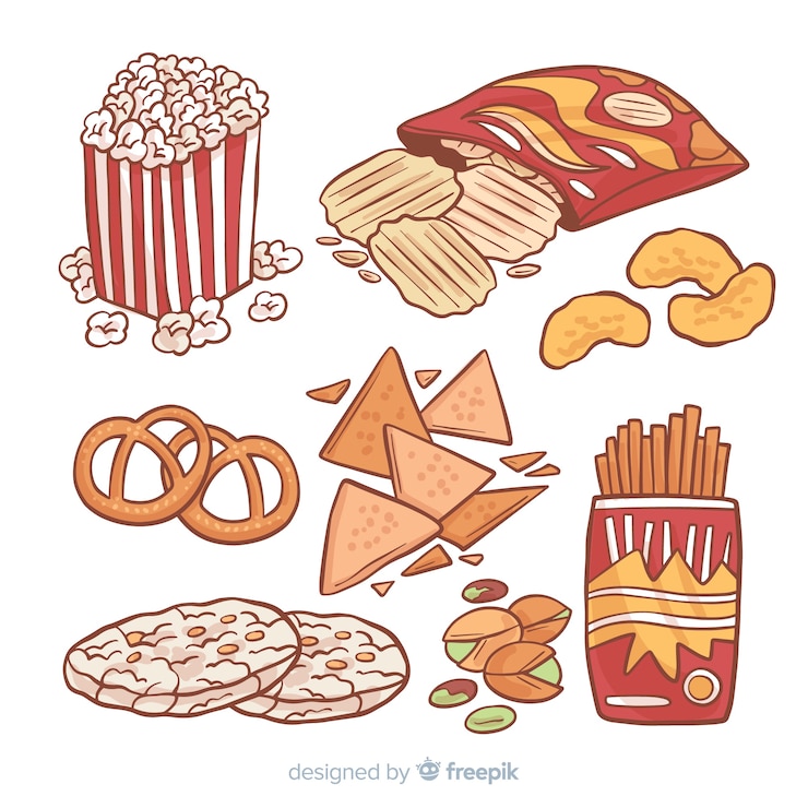 Vetor grátis coleção de lanche clássico mão desenhada