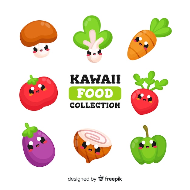 Coleção de legumes kawaii