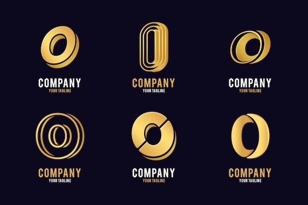 Coleção de logo gradiente dourado