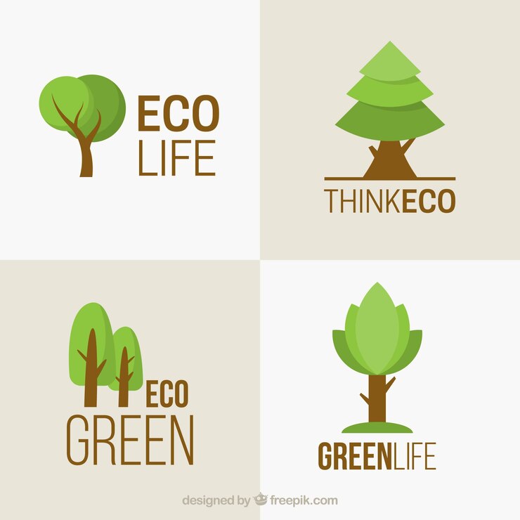 Vetor grátis coleção de logos de árvores em estilo plano