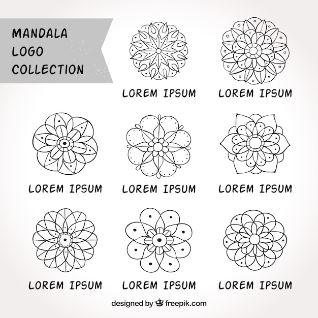 Coleção de logos desenhados mão das mandalas