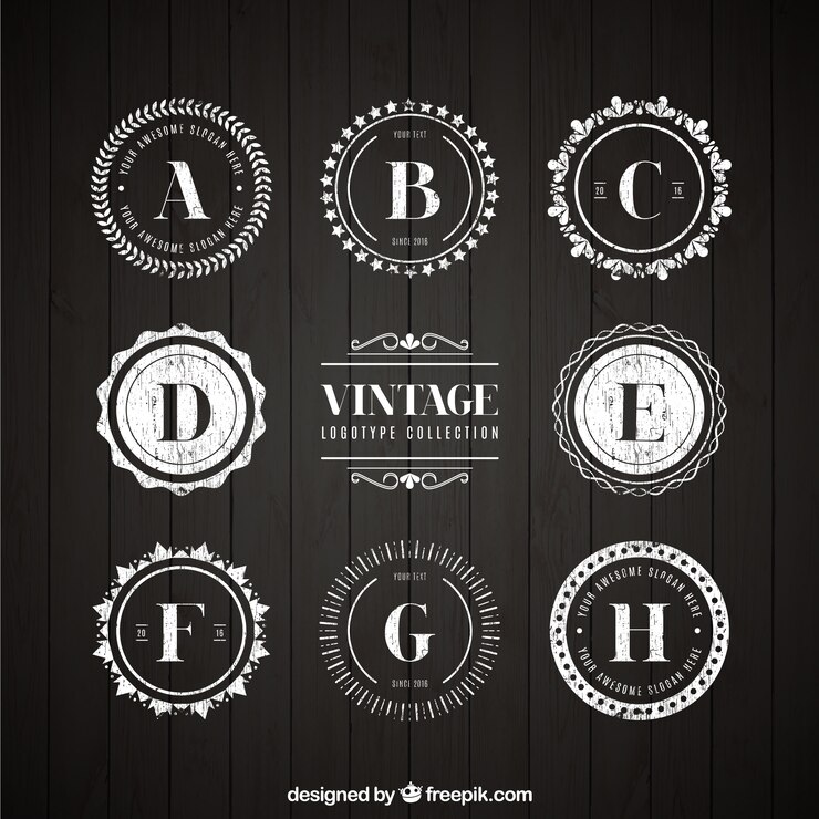 Vetor grátis coleção de logotipo circular do vintage com uma carta