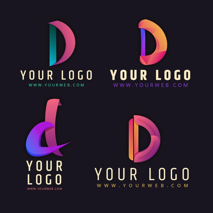 Vetor grátis coleção de logotipo d colorido gradiente