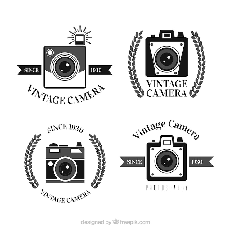 Vetor grátis coleção de logotipo da câmera vintage