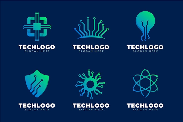 Vetor grátis coleção de logotipo da gradient electronics