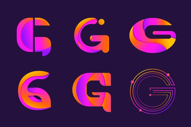 Vetor grátis coleção de logotipo da letra g gradiente