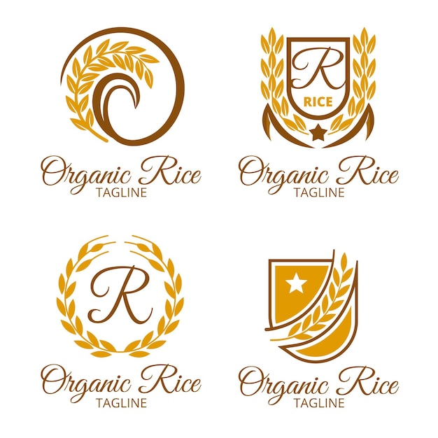 Vetor grátis coleção de logotipo da rice