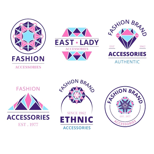 Vetor grátis coleção de logotipo de acessórios de moda de design plano