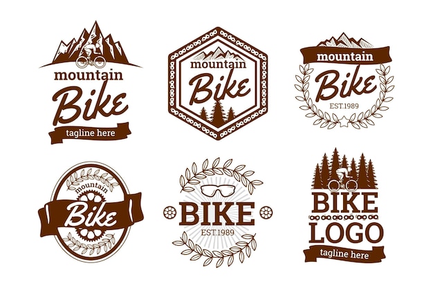 Coleção de logotipo de bicicleta desenhada à mão