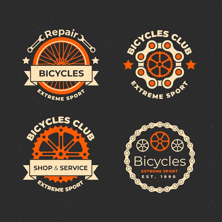Vetor grátis coleção de logotipo de bicicleta plana