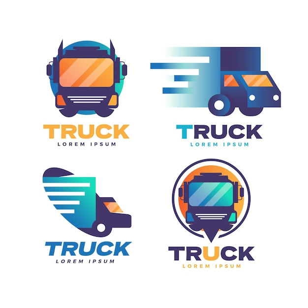 Vetor grátis coleção de logotipo de caminhão gradiente