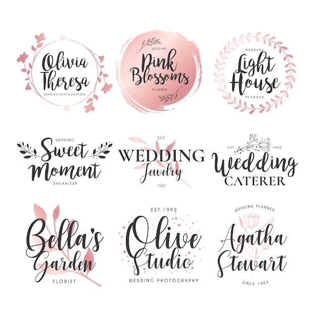 Coleção de logotipo de casamento