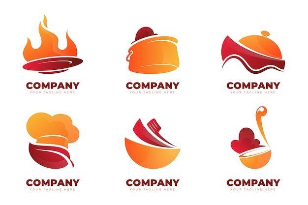Vetor grátis coleção de logotipo de catering gradiente