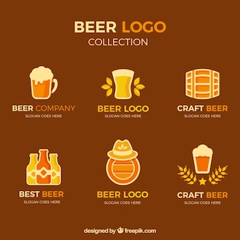 Coleção de logotipo de cerveja plana