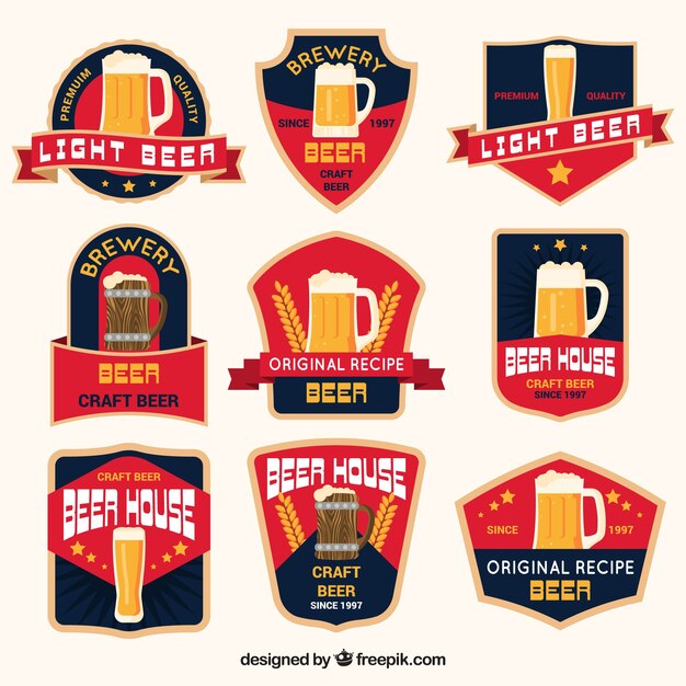 Coleção de logotipo de cerveja plana
