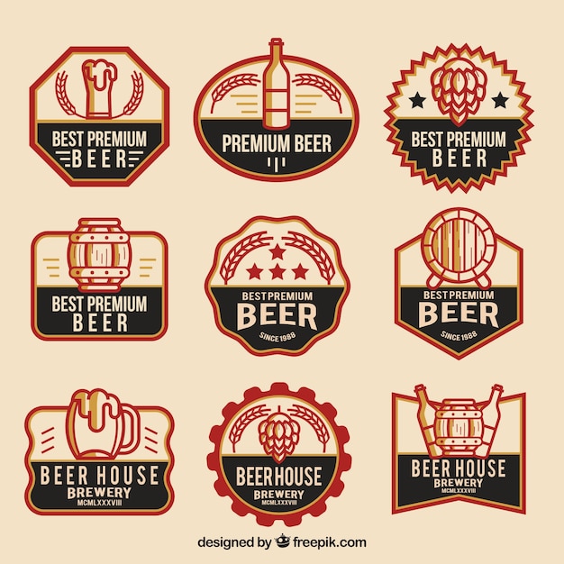 Vetor grátis coleção de logotipo de cerveja plana