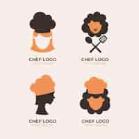 Vetor grátis coleção de logotipo de chef de design plano