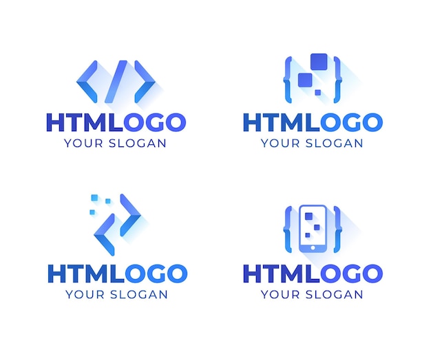 Coleção de logotipo de código de design plano