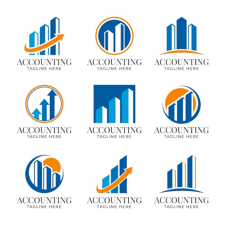Vetor grátis coleção de logotipo de contabilidade empresarial de design plano