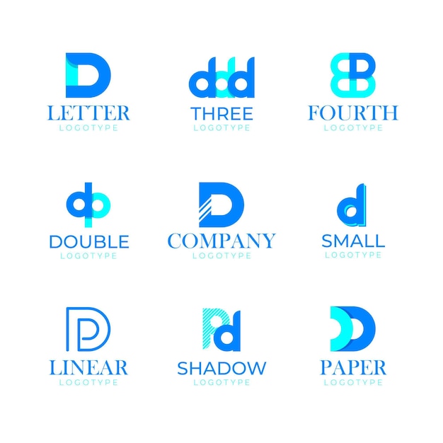 Vetor grátis coleção de logotipo de design plano d