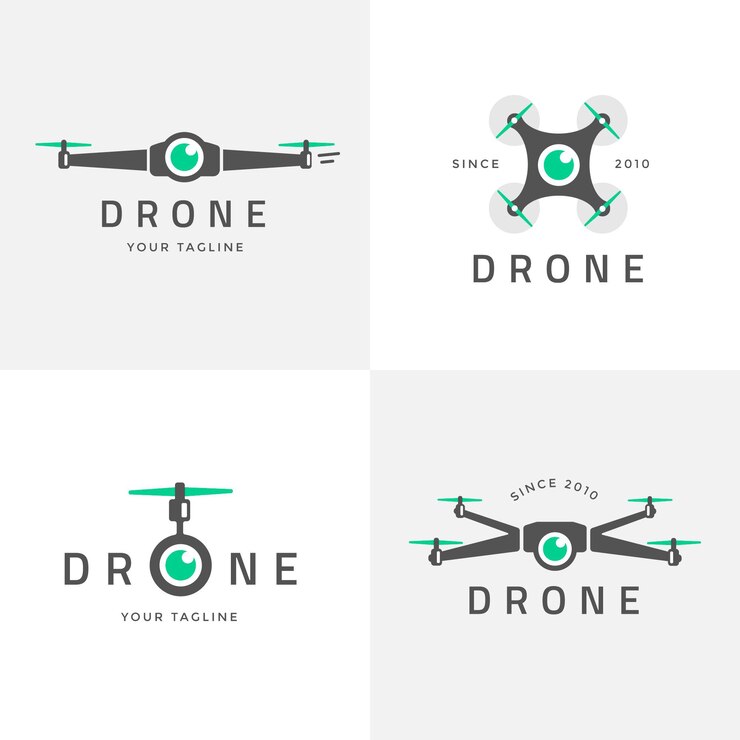 Vetor grátis coleção de logotipo de drone plano