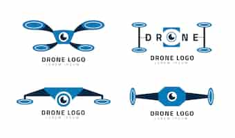 Vetor grátis coleção de logotipo de drone plano