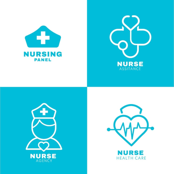 Vetor grátis coleção de logotipo de enfermeira plana