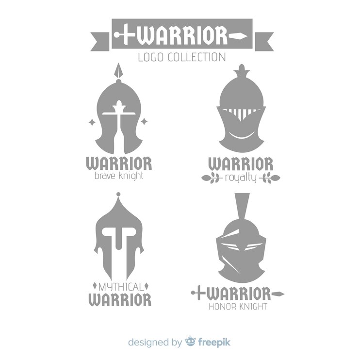 Vetor grátis coleção de logotipo de esportes guerreiro moderno