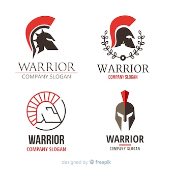 Coleção de logotipo de esportes guerreiro moderno