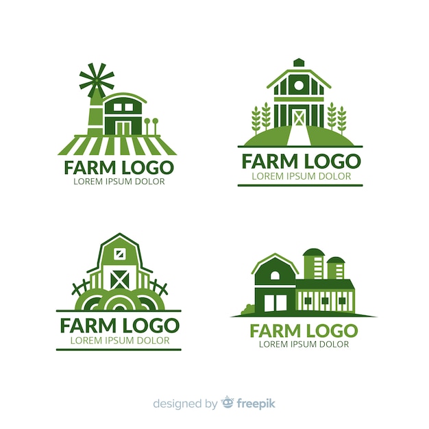 Vetor grátis coleção de logotipo de fazenda plana