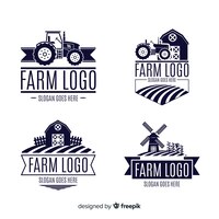 Coleção de logotipo de fazenda plana