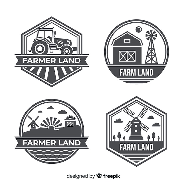 Coleção de logotipo de fazenda plana