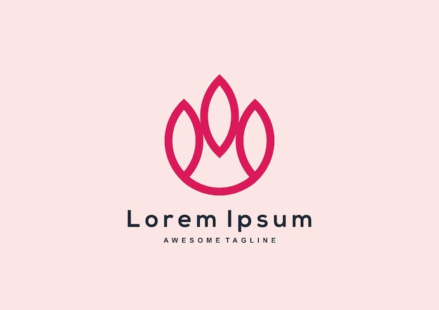 coleção de logotipo de flores e folhas de arte de linha de luxo