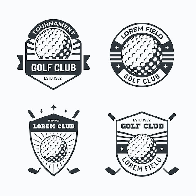 Vetor grátis coleção de logotipo de golfe em design plano