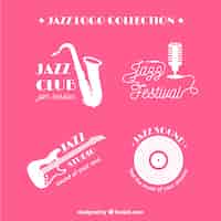 Vetor grátis coleção de logotipo de jazz com design plano