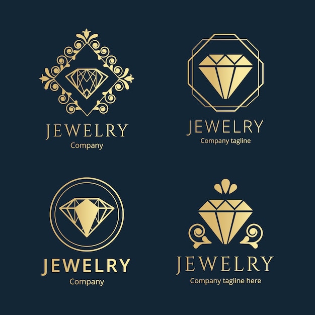 Vetor grátis coleção de logotipo de joias com gradiente dourado