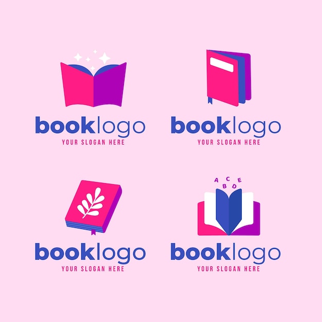 Vetor grátis coleção de logotipo de livro de design plano