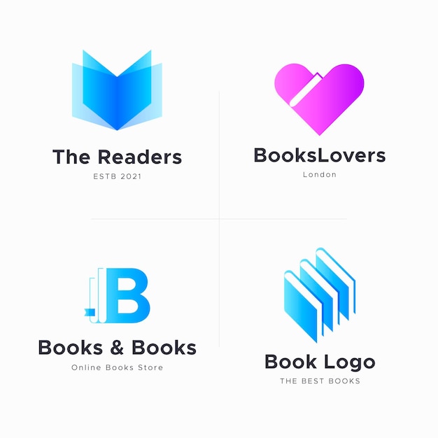 Vetor grátis coleção de logotipo de livro plano